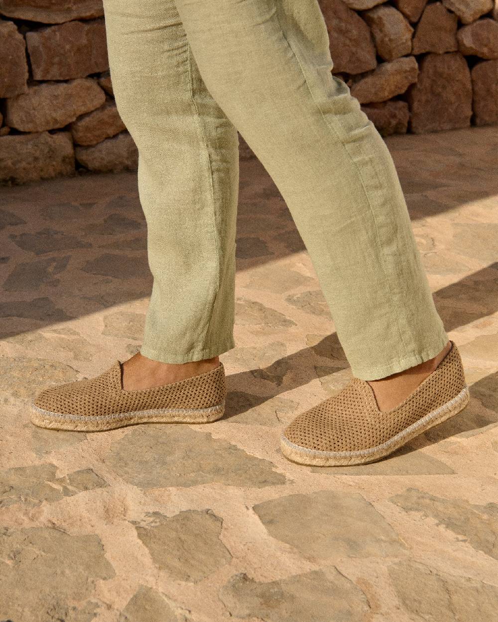 Manebí Woven Cotton Espadrilles - Cannes Beige Net