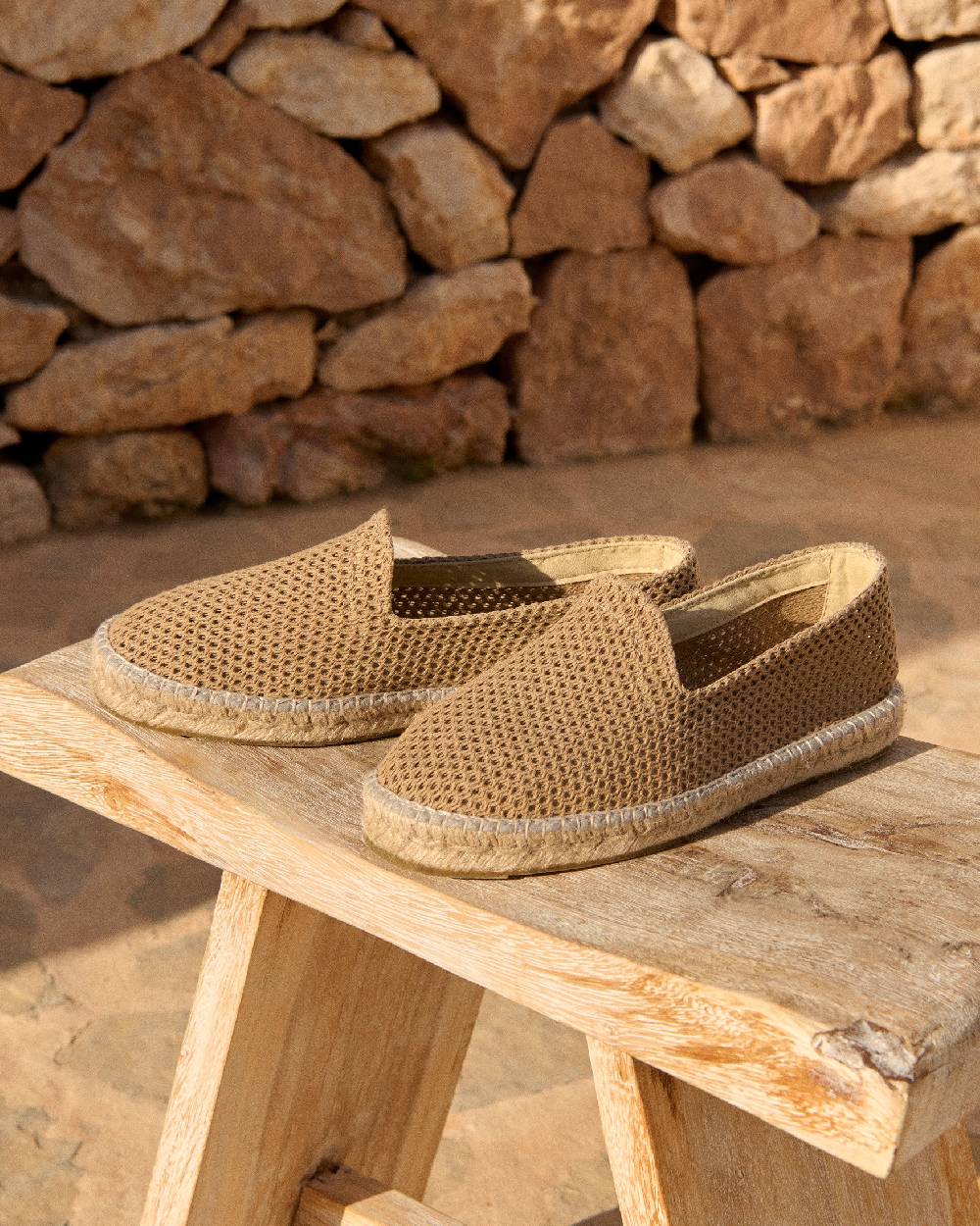 Manebí Woven Cotton Espadrilles - Cannes Beige Net