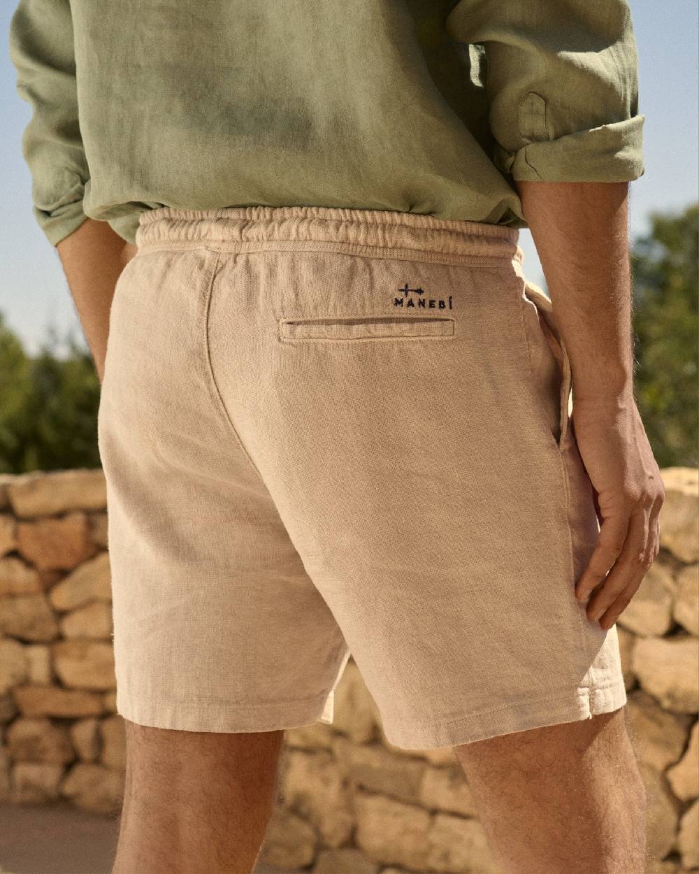 Manebí Woven Linen Malibu Shorts - Kaki Beige