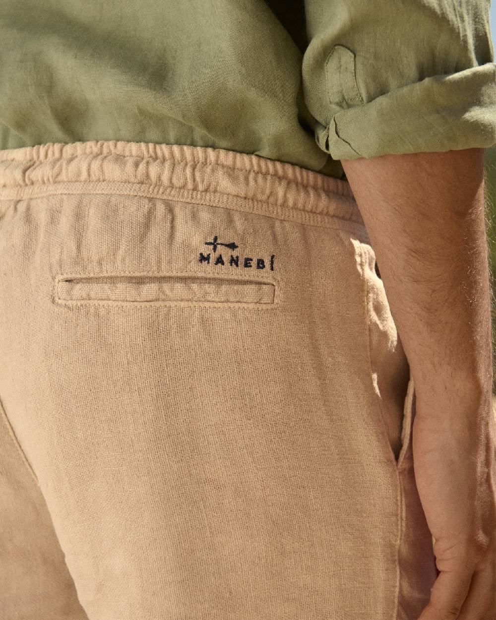 Manebí Woven Linen Malibu Shorts - Kaki Beige