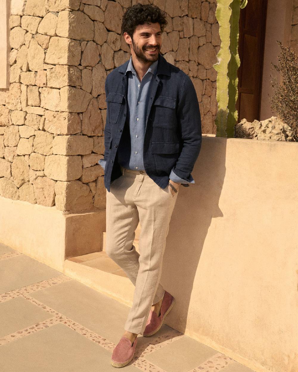 Manebí Woven Linen Milano Trousers - Kaki Beige