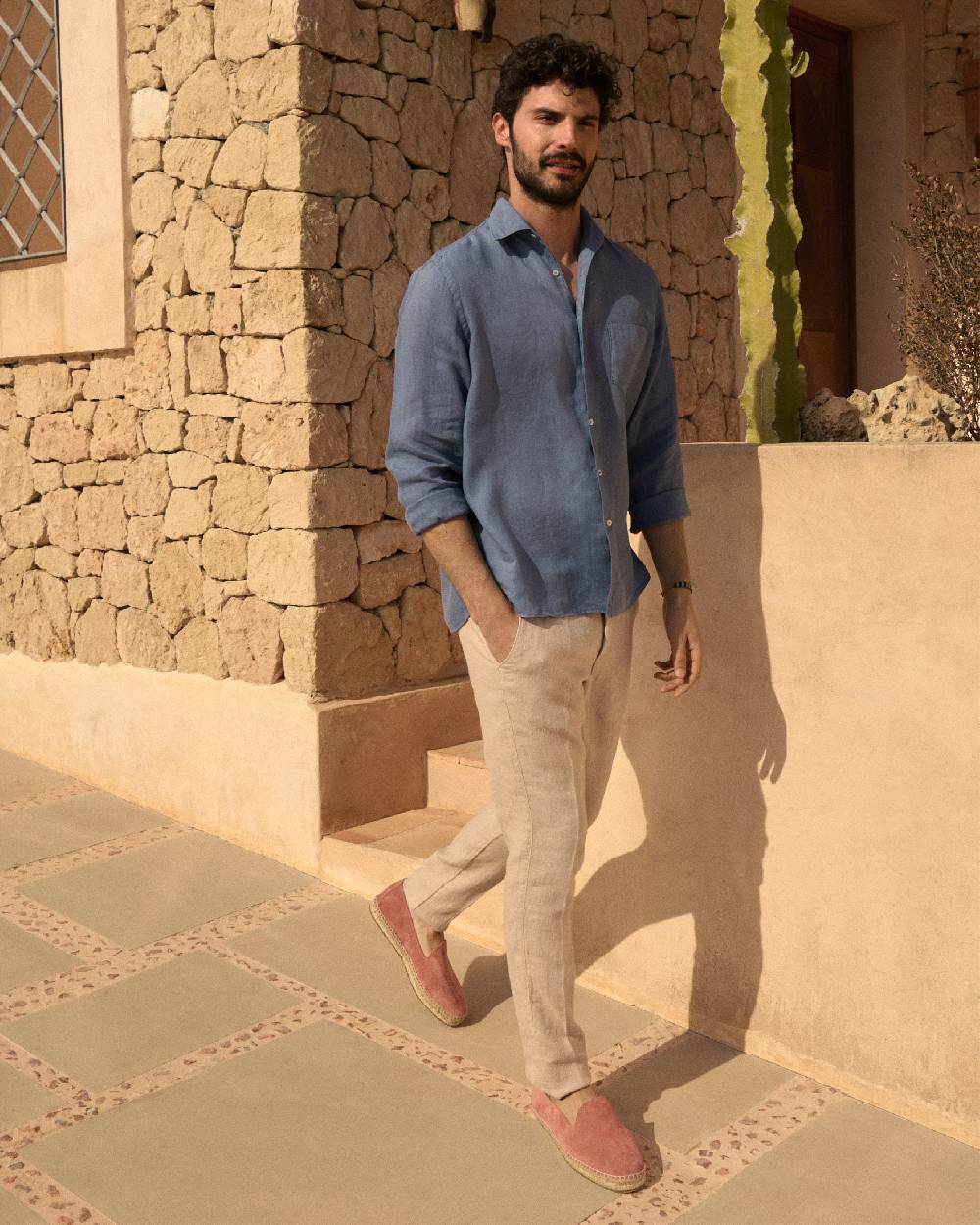 Manebí Woven Linen Milano Trousers - Kaki Beige