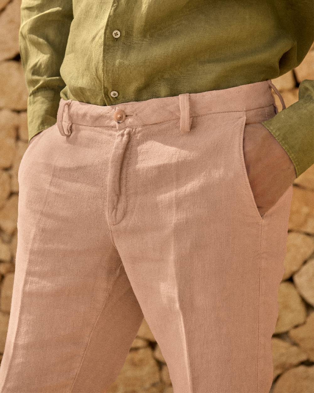 Manebí Woven Linen Milano Trousers - Spanish Villa