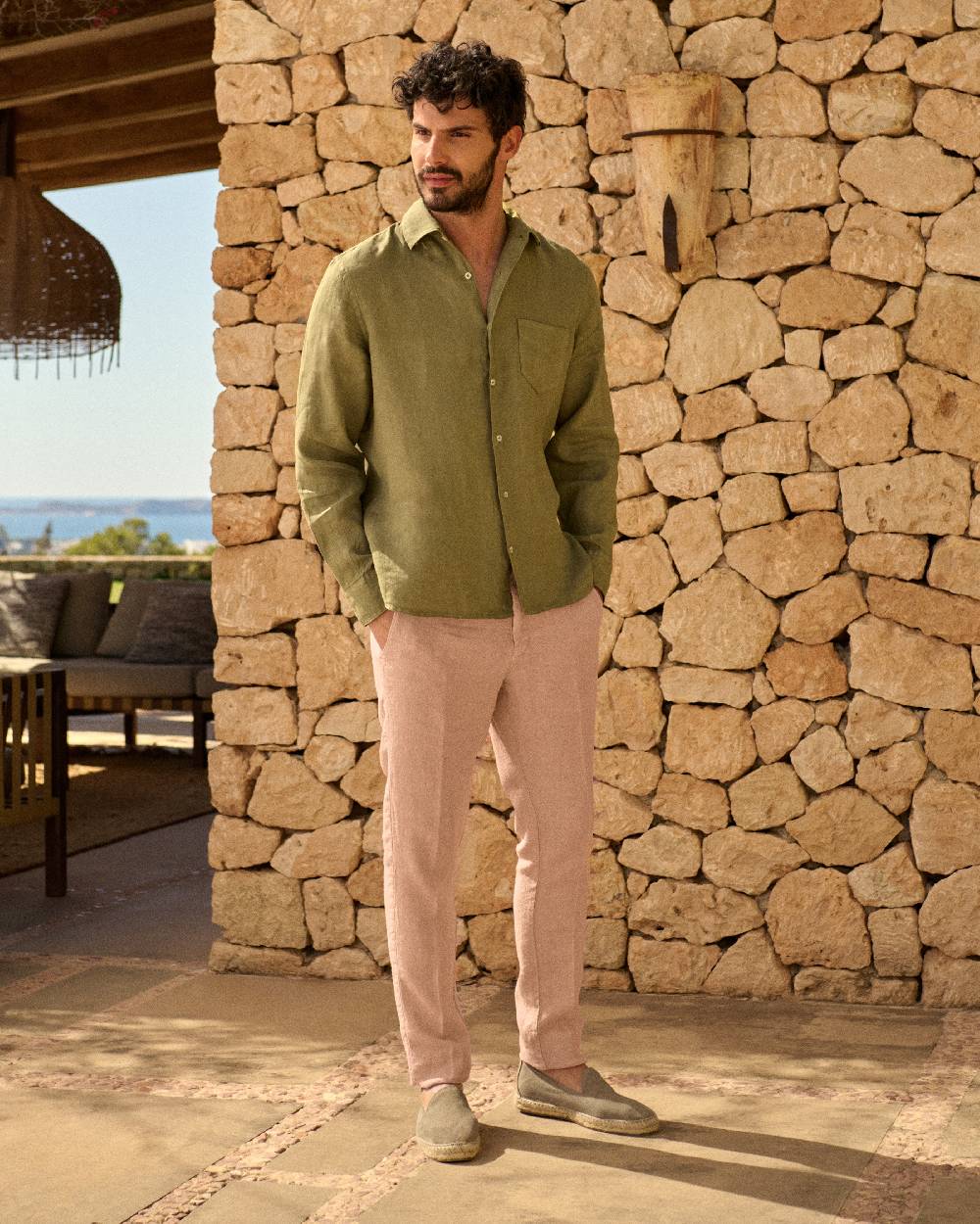 Manebí Woven Linen Milano Trousers - Spanish Villa