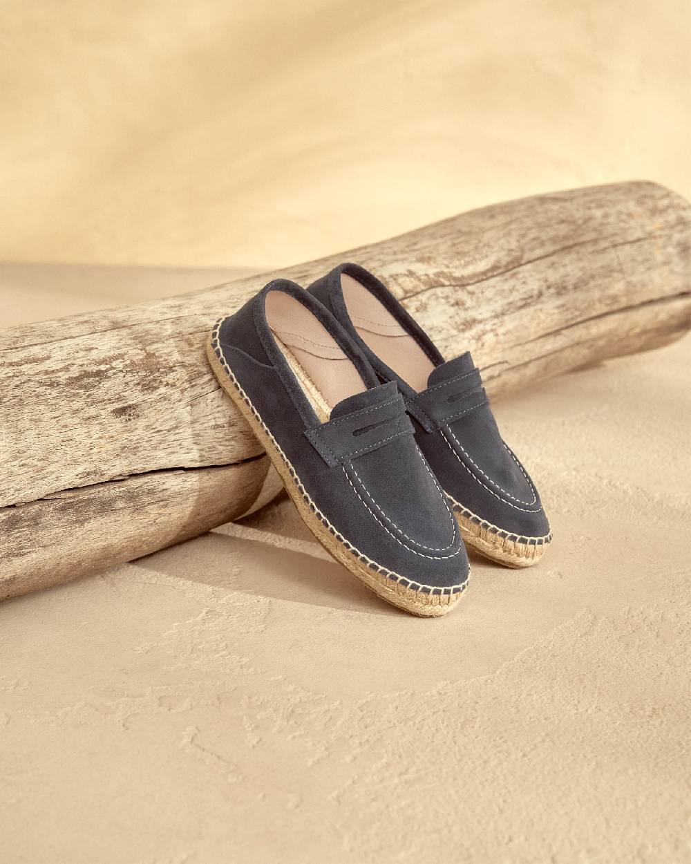 Manebí Mocassini Espadrillas In Pelle Scamosciata - Hamptons - Patriot Blu