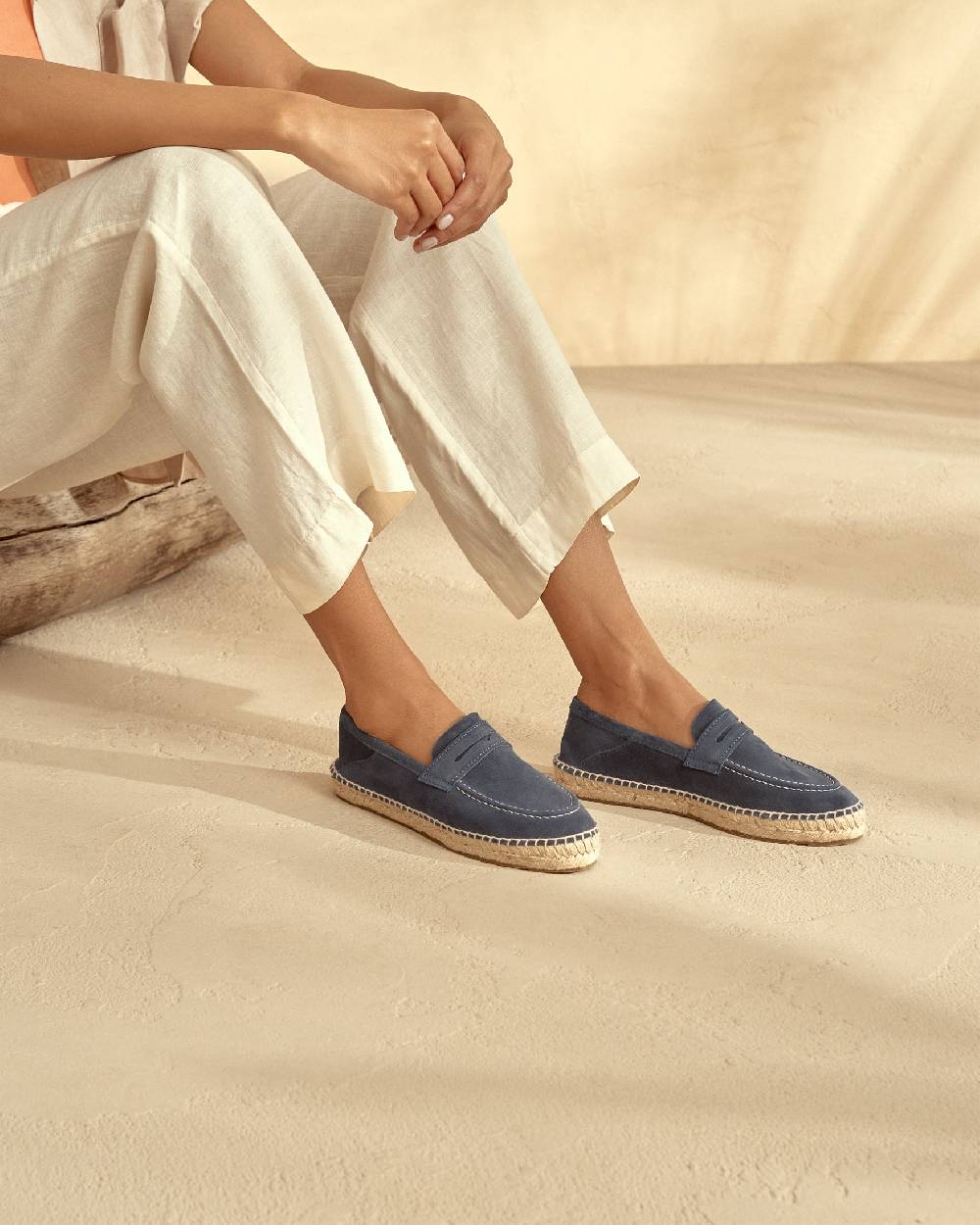 Manebí Mocassini Espadrillas In Pelle Scamosciata - Hamptons - Patriot Blu
