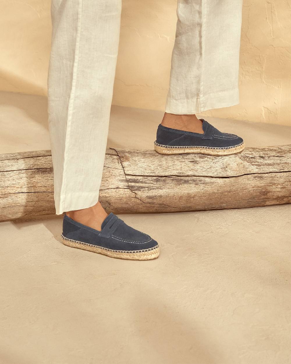 Manebí Mocassini Espadrillas In Pelle Scamosciata - Hamptons - Patriot Blu