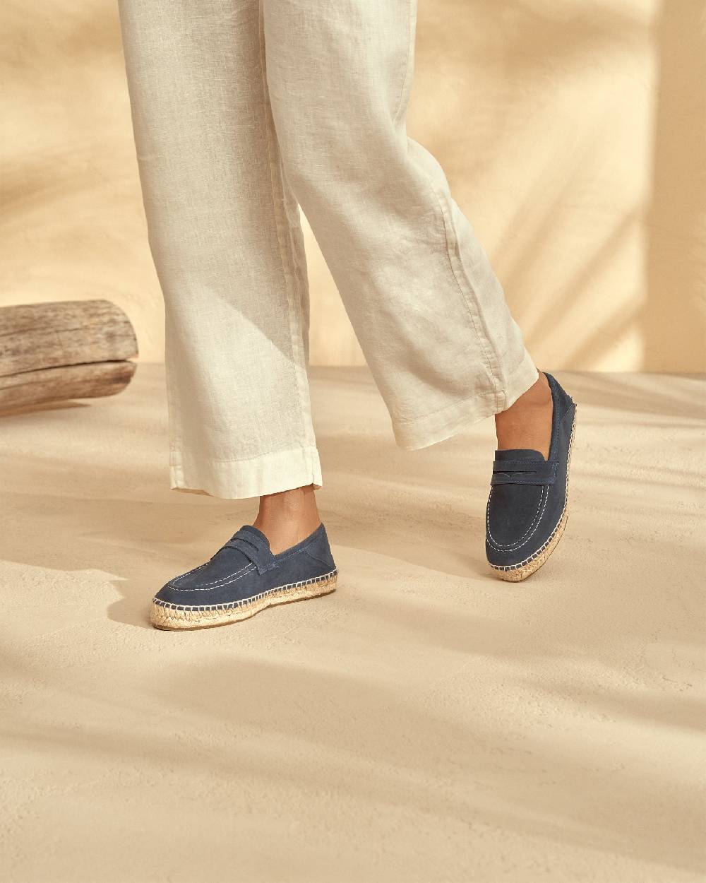 Manebí Mocassini Espadrillas In Pelle Scamosciata - Hamptons - Patriot Blu
