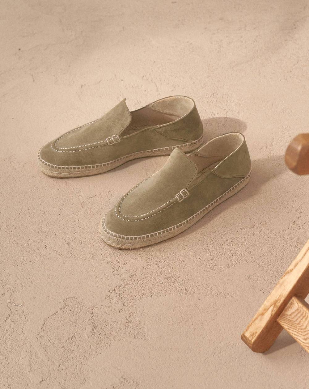 Manebí Mocassini Traveler Espadrillas In Pelle Scamosciata- Hamptons - Forest