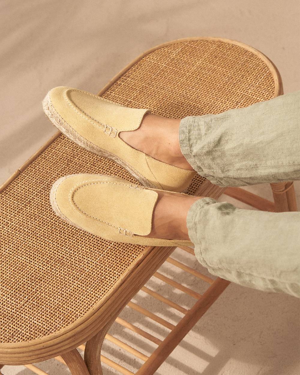 Manebí Mocassini Traveler Espadrillas In Pelle Scamosciata Espadrillas - Hamptons - Inca Cream