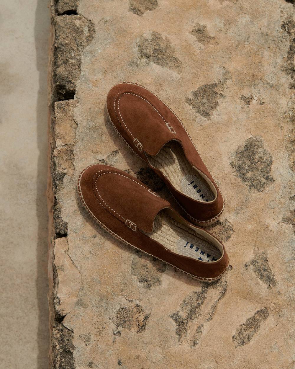 Manebí Mocassini Traveler Espadrillas In Pelle Scamosciata - Hamptons - Brown Sugar