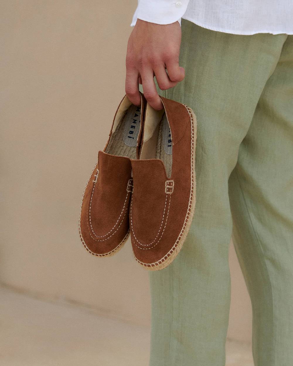 Manebí Mocassini Traveler Espadrillas in pelle scamosciata - Hamptons - Brown Sugar