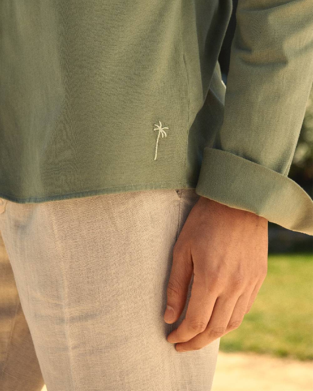 Manebí Organic Cotton Pedro Shirt - Long Sleeve Kaki Green