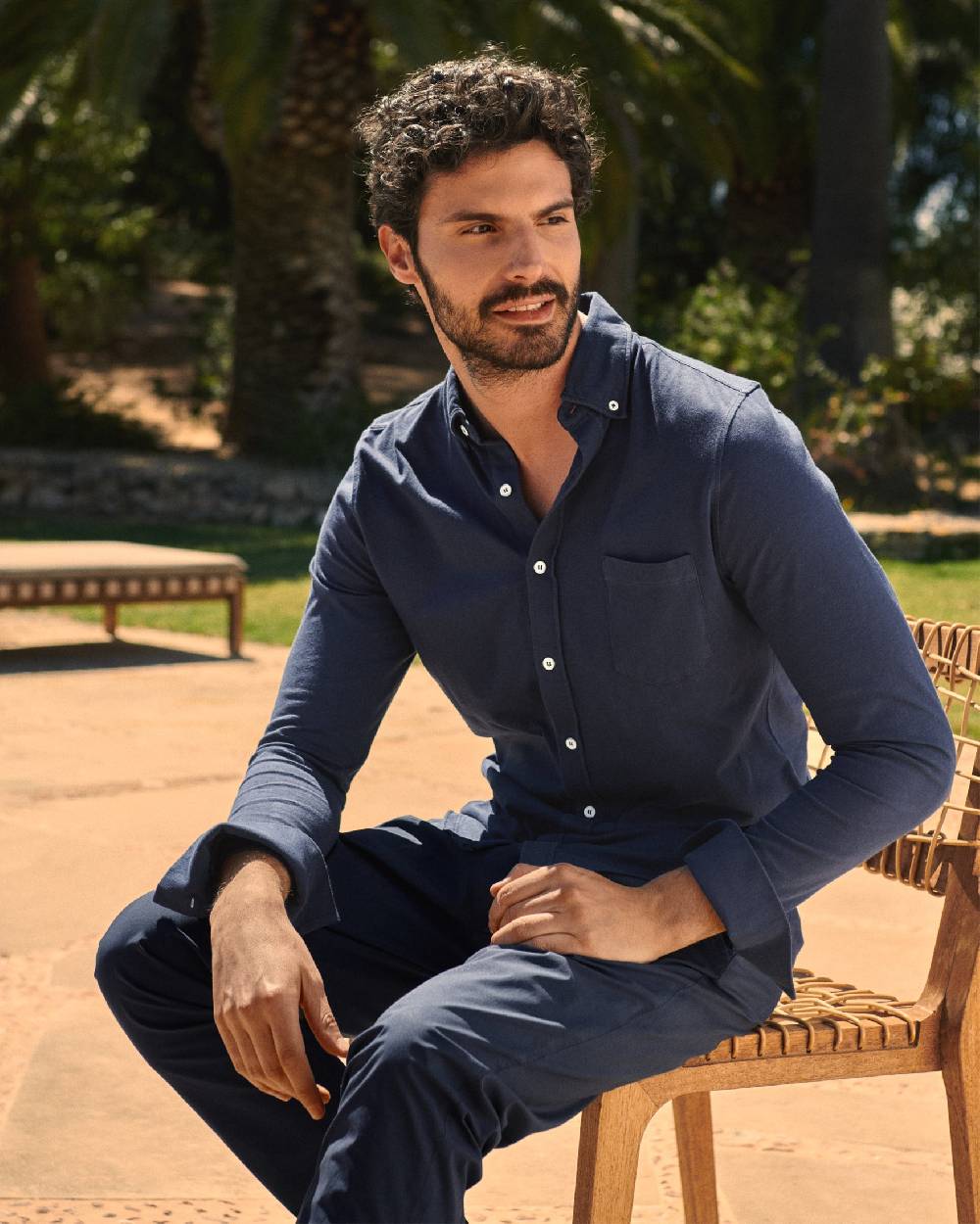 Manebí Organic Cotton Pedro Shirt - Long Sleeves Navy