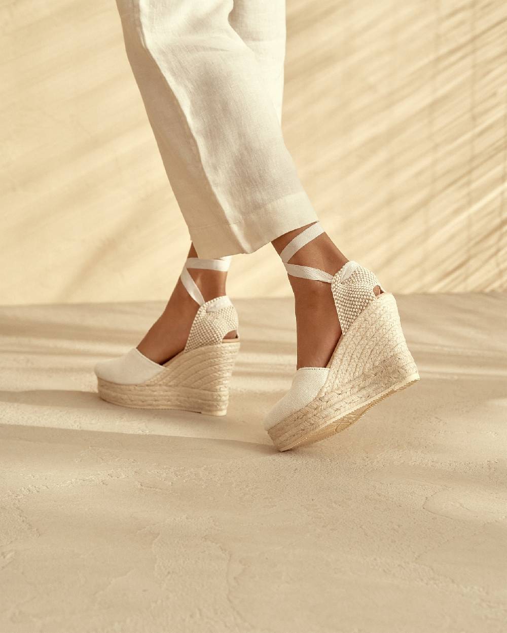 Manebí Organic Hemp Heart-Shaped|Wedge Espadrilles - La Havana White