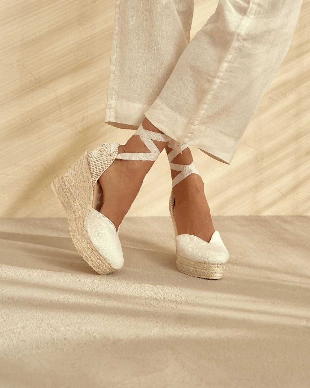 Manebí Organic Hemp Heart-Shaped|Wedge Espadrilles - La Havana White