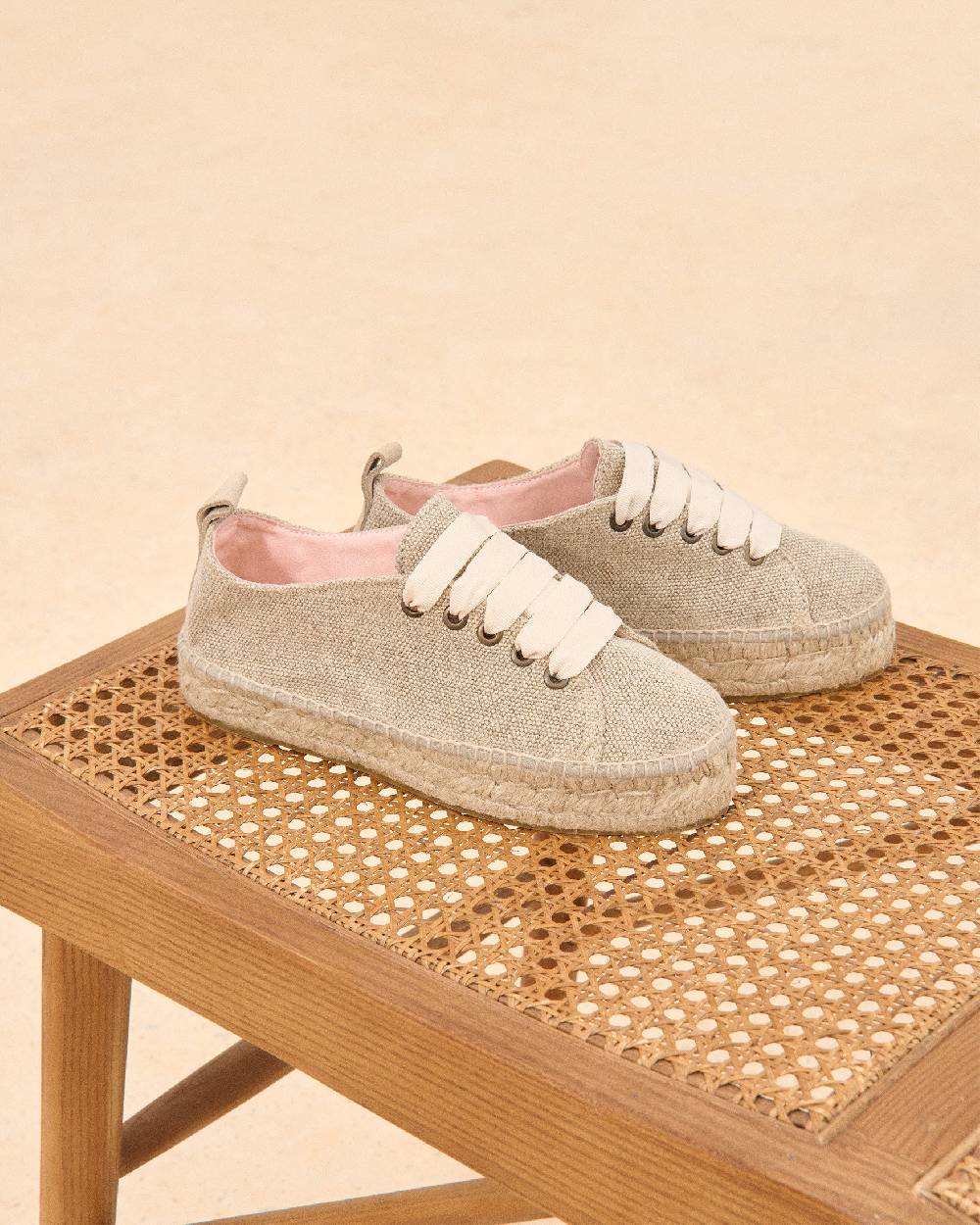 Manebí Organic Hemp Lace-Up Espadrilles - La Havana Natural