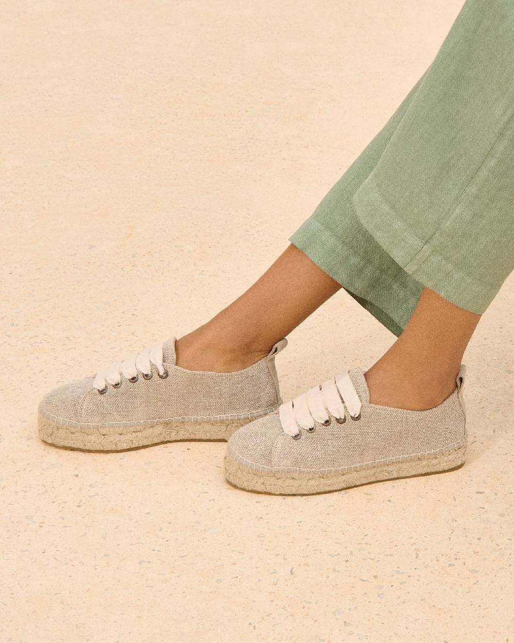 Manebí Organic Hemp Lace-Up Espadrilles - La Havana Natural