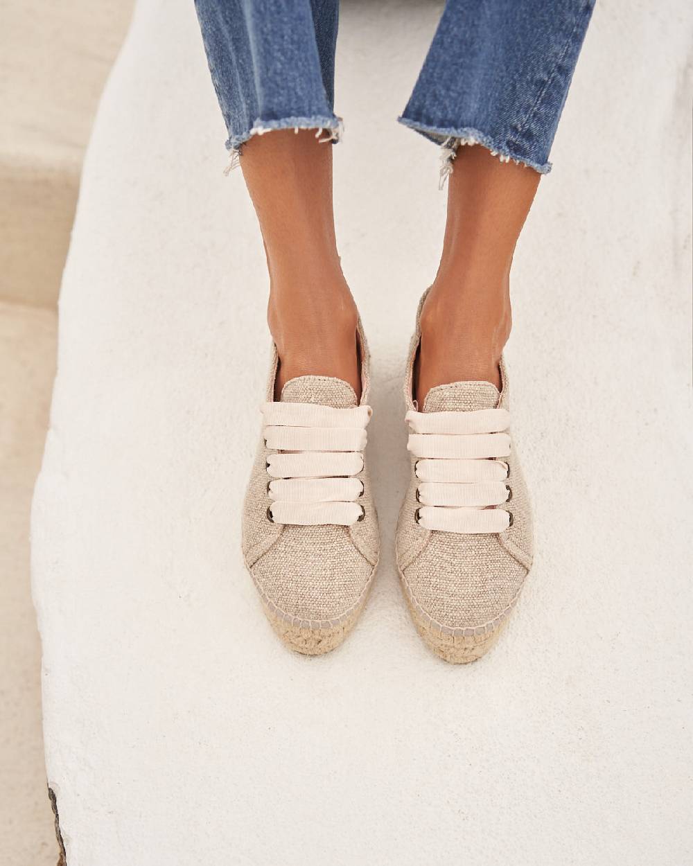 Manebí Organic Hemp Lace-Up Espadrilles - La Havana Natural