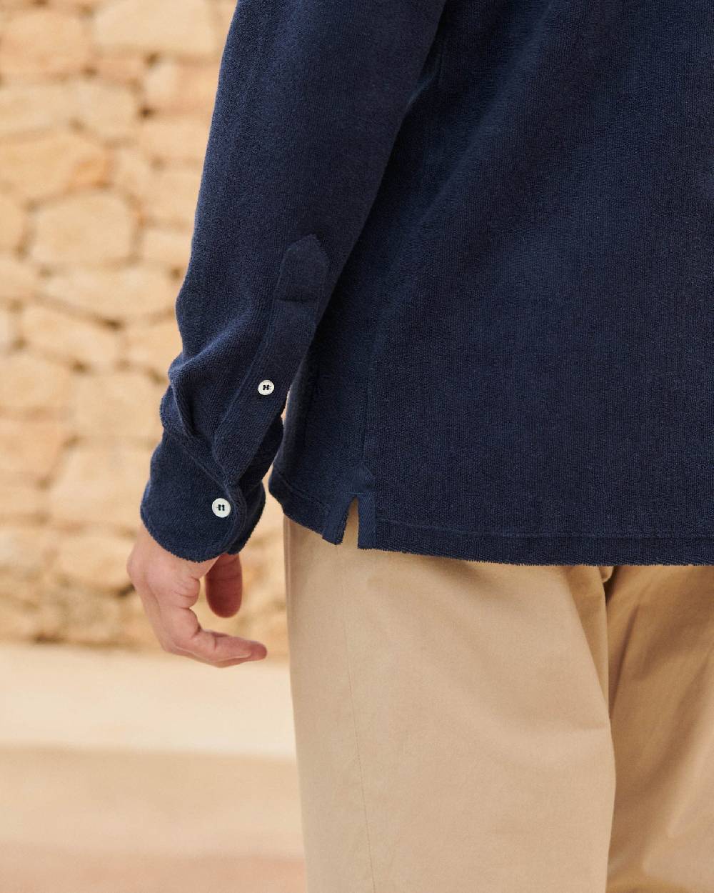 Manebí Organic Terry Cotton|Antonello Polo Shirt - Long Sleeves Navy