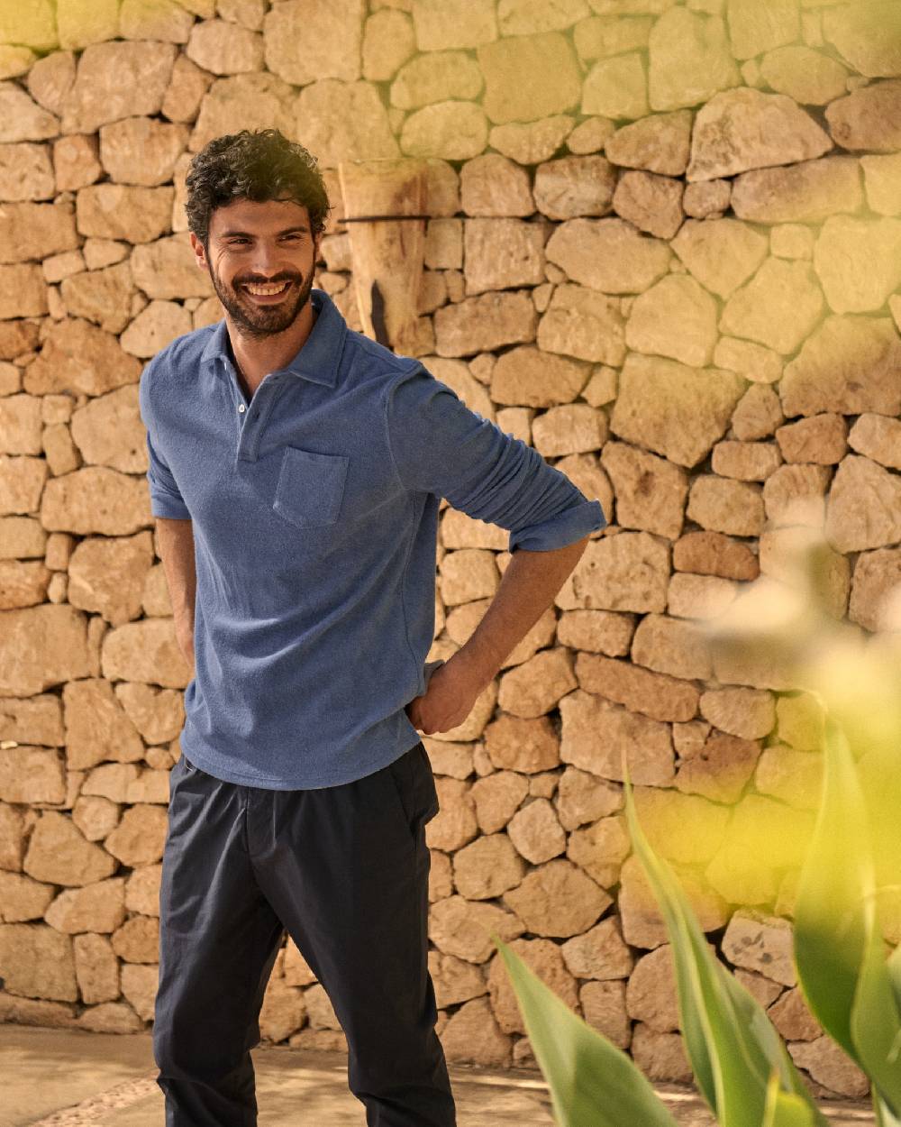 Manebí Organic Terry Cotton|Antonello Polo Shirt - Long Sleeve Petrole