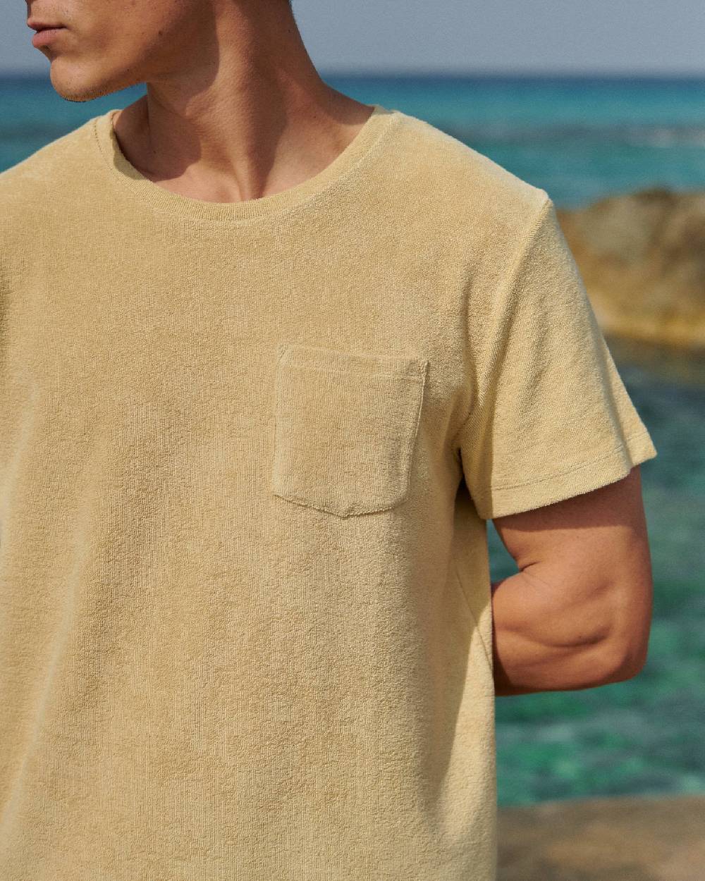 Manebí Organic Terry Cotton Emilio T-Shirt - Round-necked Sand