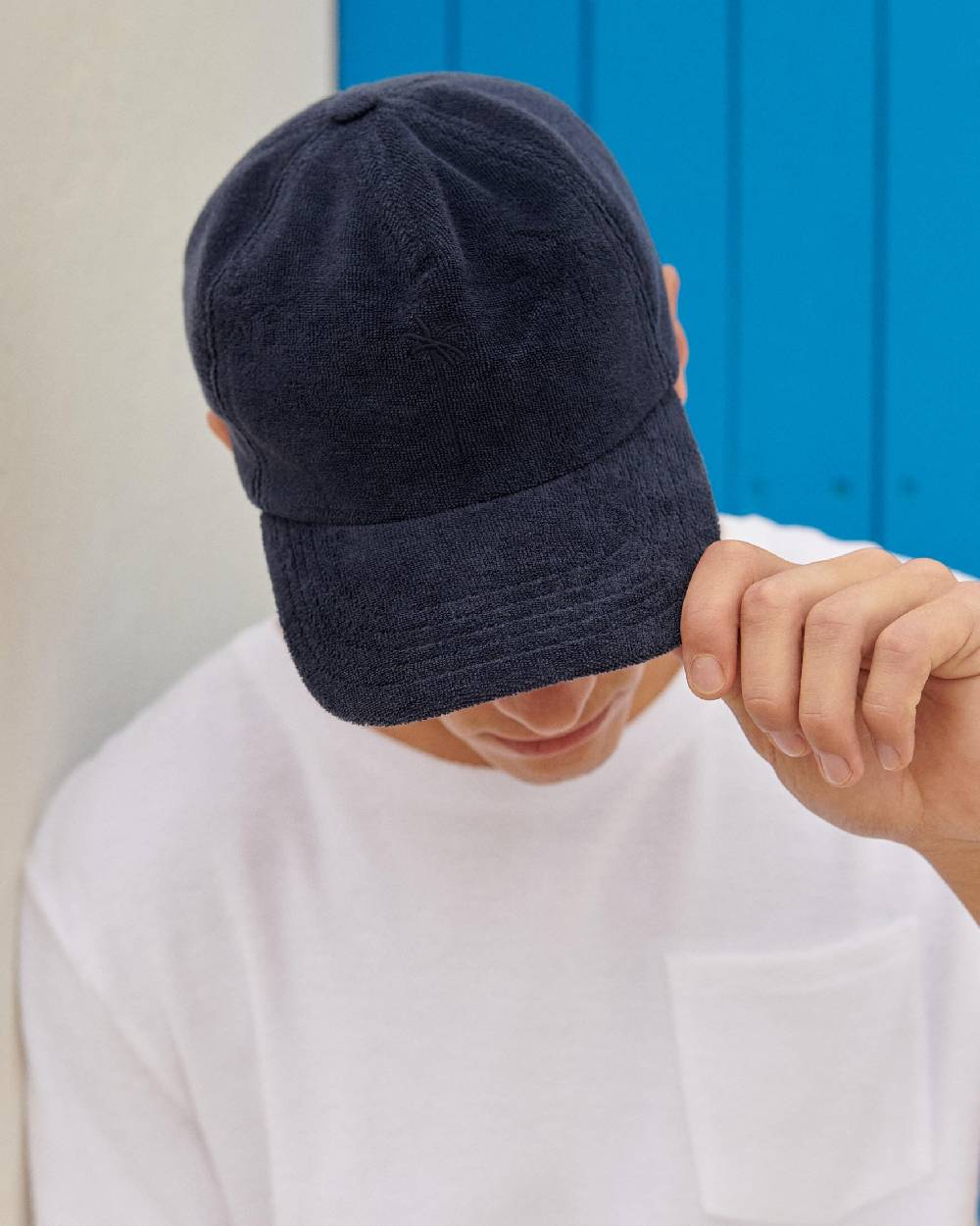 Manebí Organic Terry Cotton Lucca Cap - Embroidered Logo - Navy