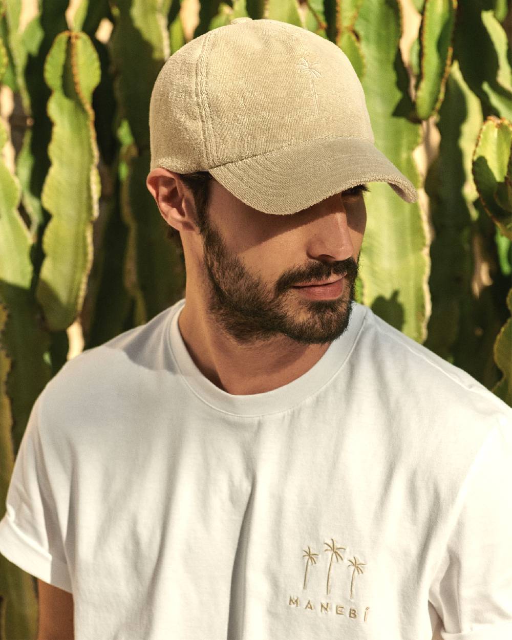 Manebí Organic Terry Cotton Lucca Cap - Embroidered Logo Sand