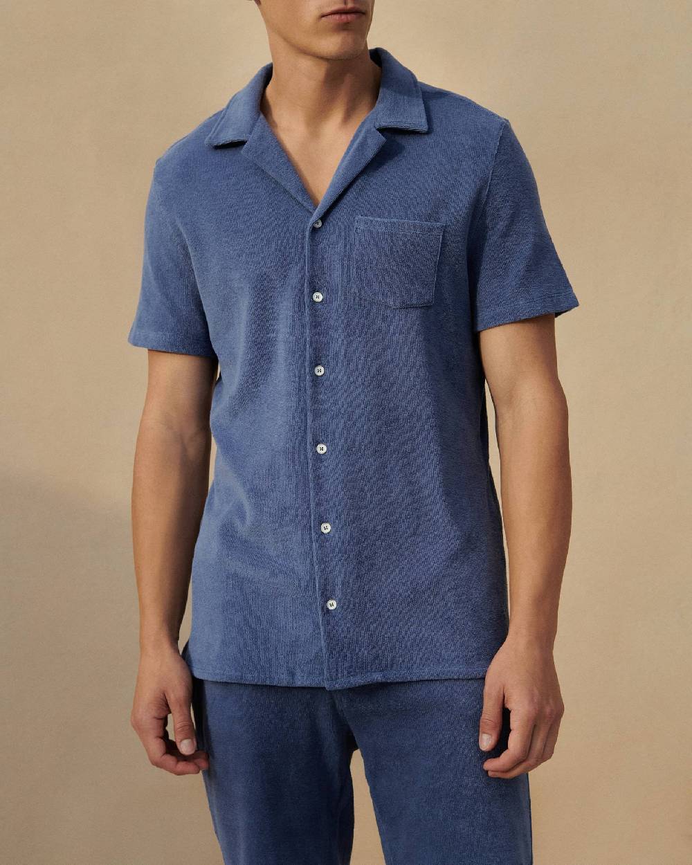 Manebí Organic Terry Cotton|Luigi Shirt - Short Sleeves Night Shadow Blue