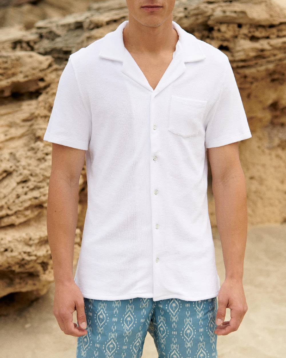 Manebí Organic Terry Cotton|Luigi Shirt - Short Sleeves White