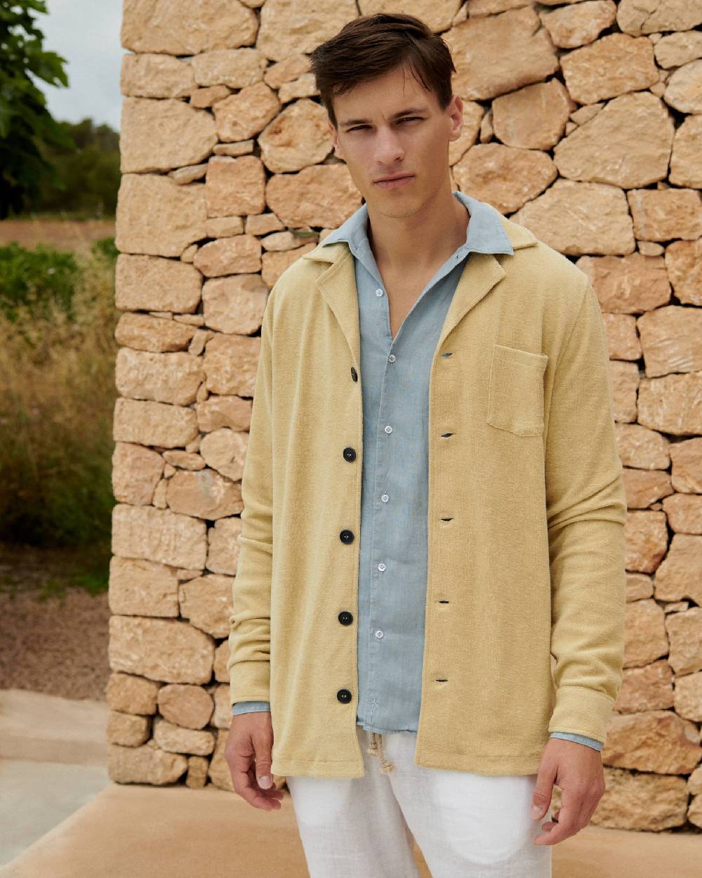 Manebí Organic Terry Cotton|Nicolo Shirt - Long Sleeves Sand