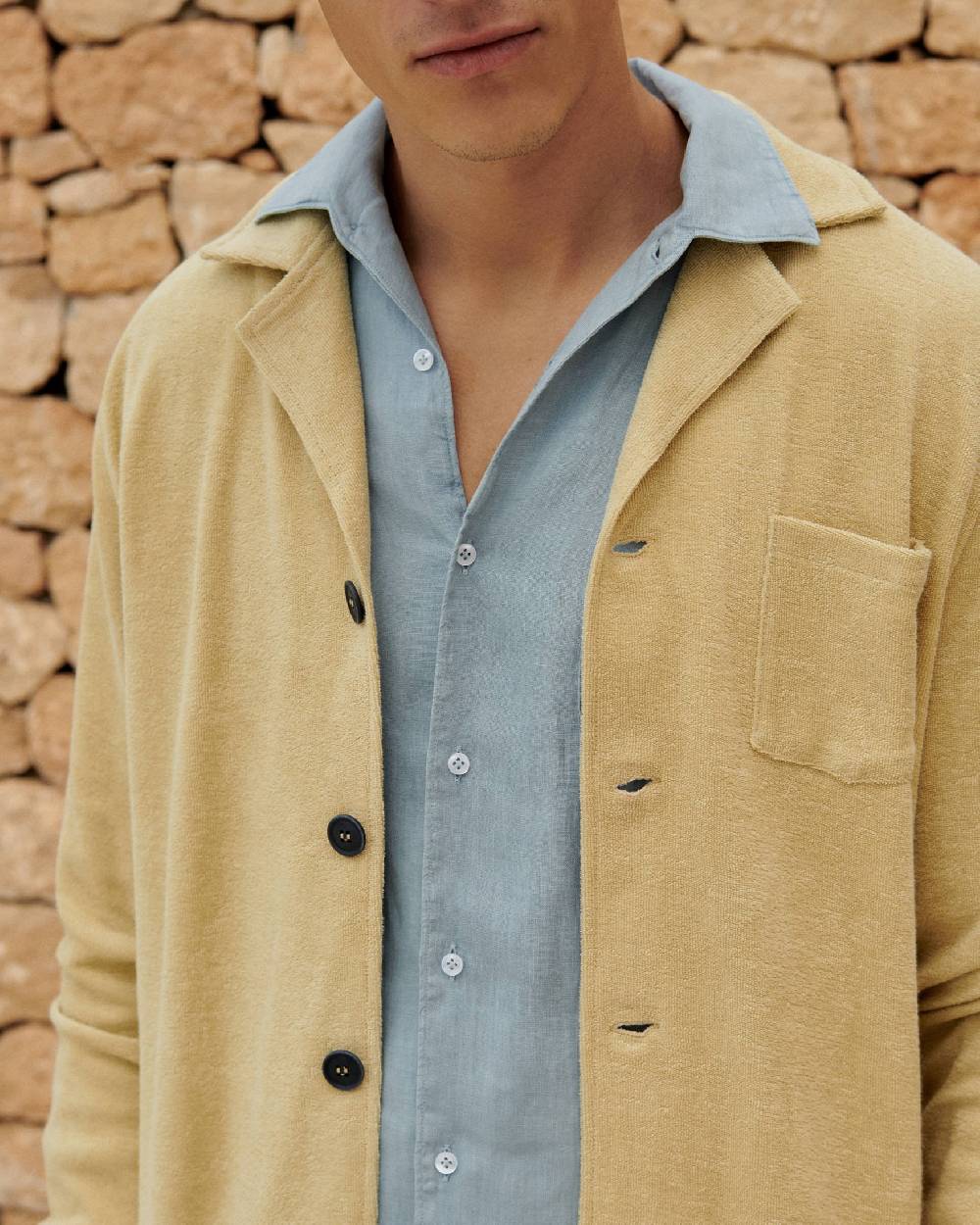 Manebí Organic Terry Cotton|Nicolo Shirt - Long Sleeves Sand