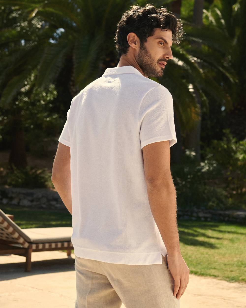 Manebí Organic Terry Cotton Olive Polo Shirt - Short Sleeves White