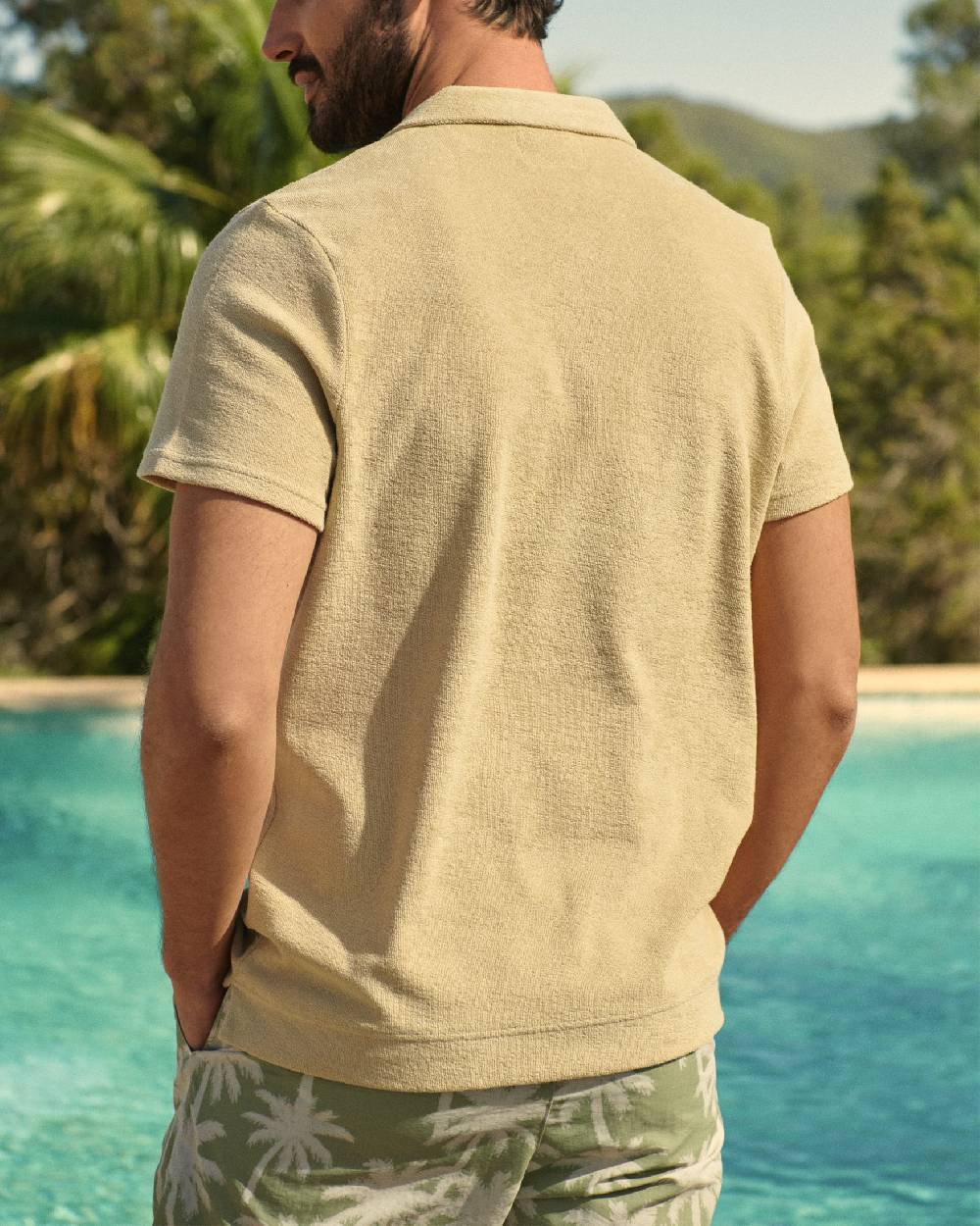 Manebí Organic Terry Cotton|Olive Polo Shirt - Short Sleeves Sand