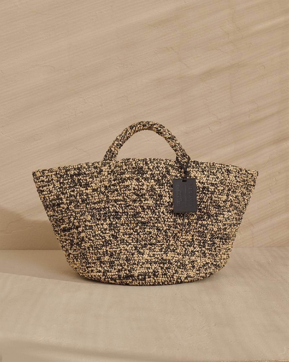 Manebí Panier Raffia Bag - Woven Raffia Natural and Black Melange