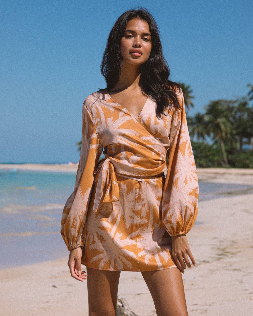 Manebí Printed Cotton Icara Top - Sunbaked \u0026 Cream Pink Maxi Palm