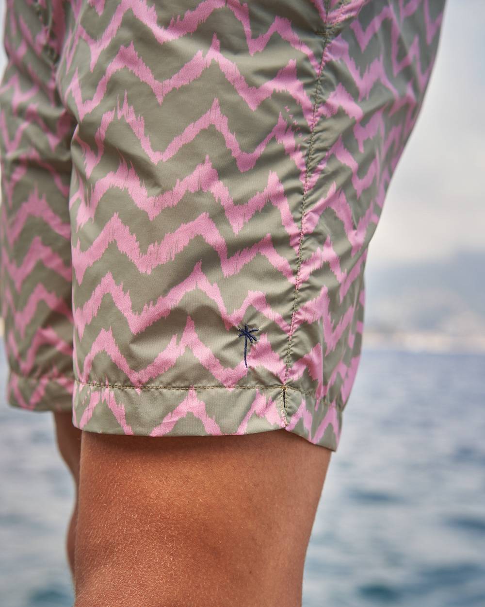 Manebí Printed Ethnic Zig Zag Swim Shorts - Recycled Ultra Light Antique Rose Ethnic Zig Zag