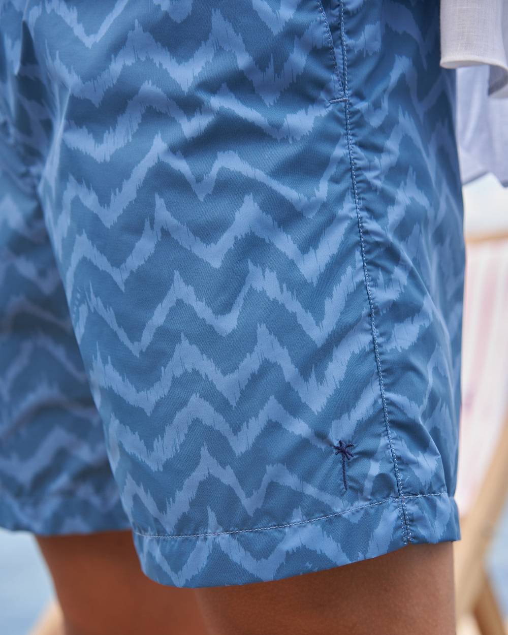 Manebí Printed Ethnic Zig Zag Swim Shorts - Recycled Ultra Light Indigo Navy Ethnic Zig Zag