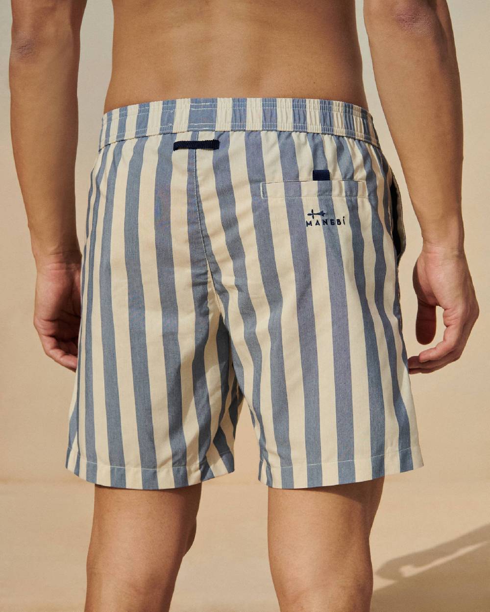 Manebí Printed Macro Stripes Swim Shorts - Navy Blue Macro Stripes