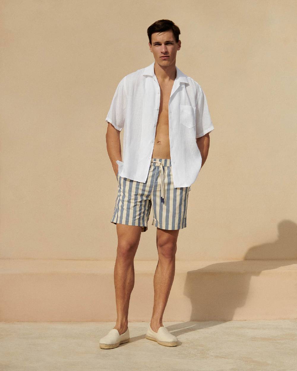 Manebí Printed Macro Stripes Swim Shorts - Navy Blue Macro Stripes