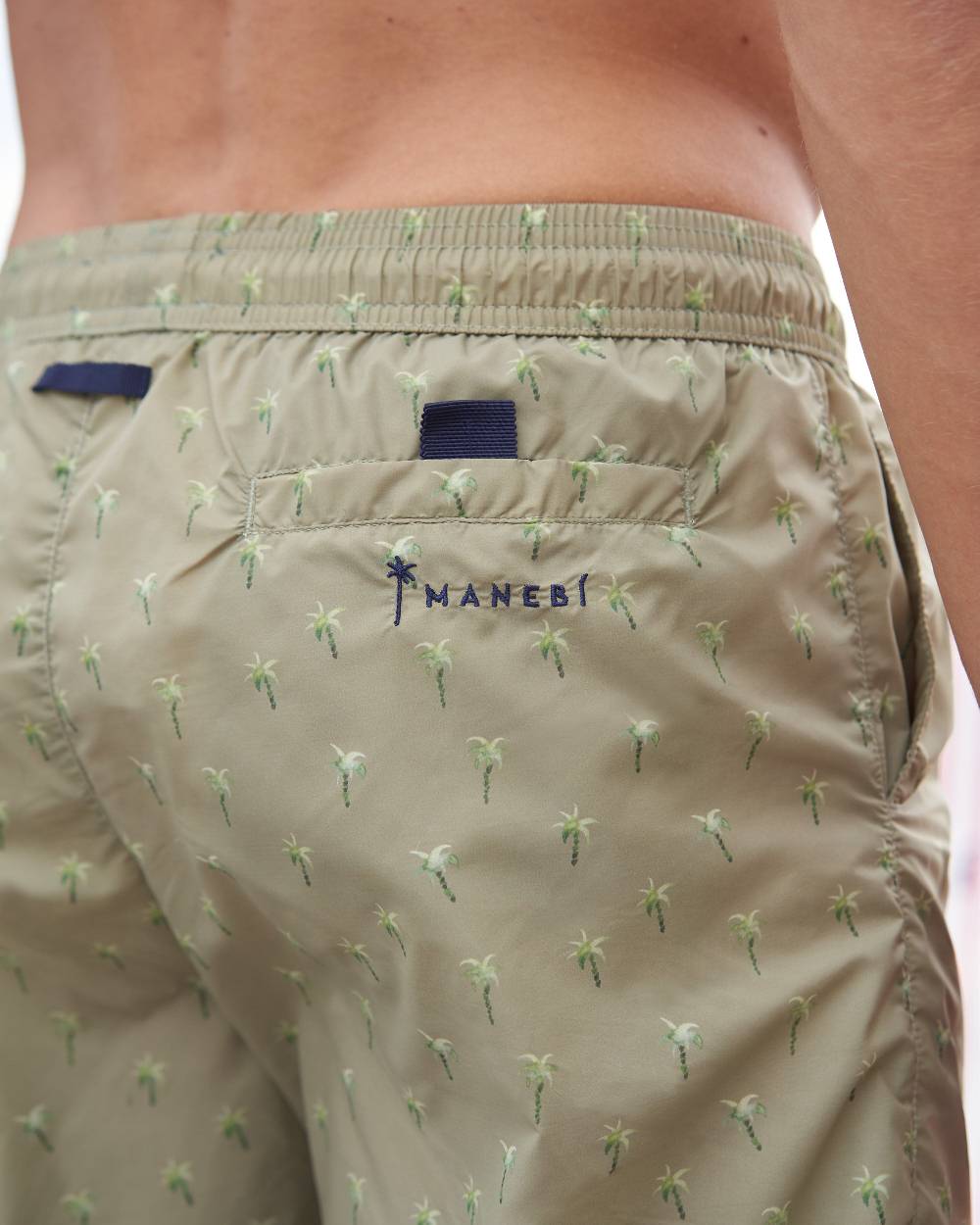 Manebí Printed Palms Swim Shorts - Recycled Ultra Light Sage Palms Watercolors