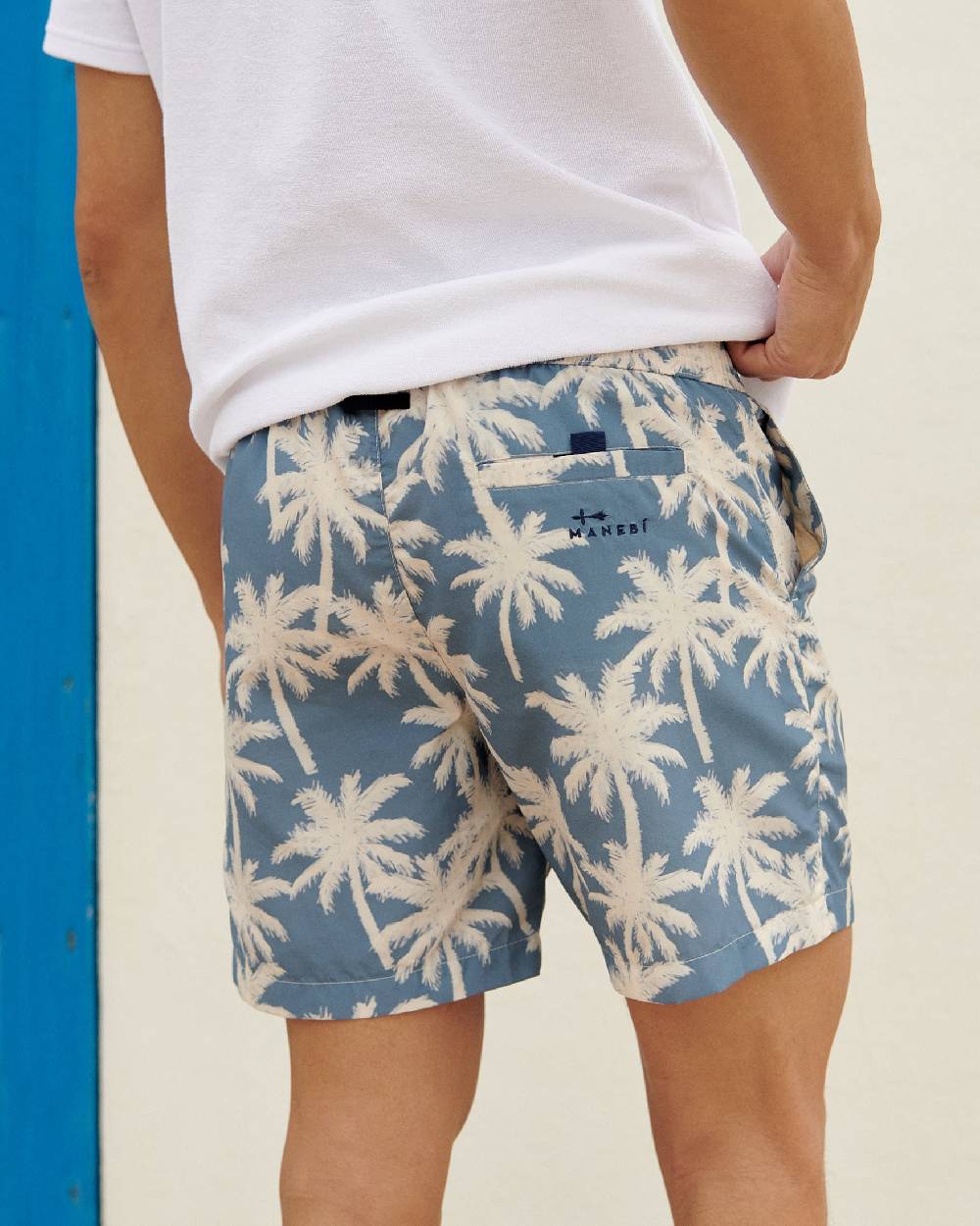 Manebí Printed Swim Shorts Hand Drawn - Gabardine Cotton Indigo