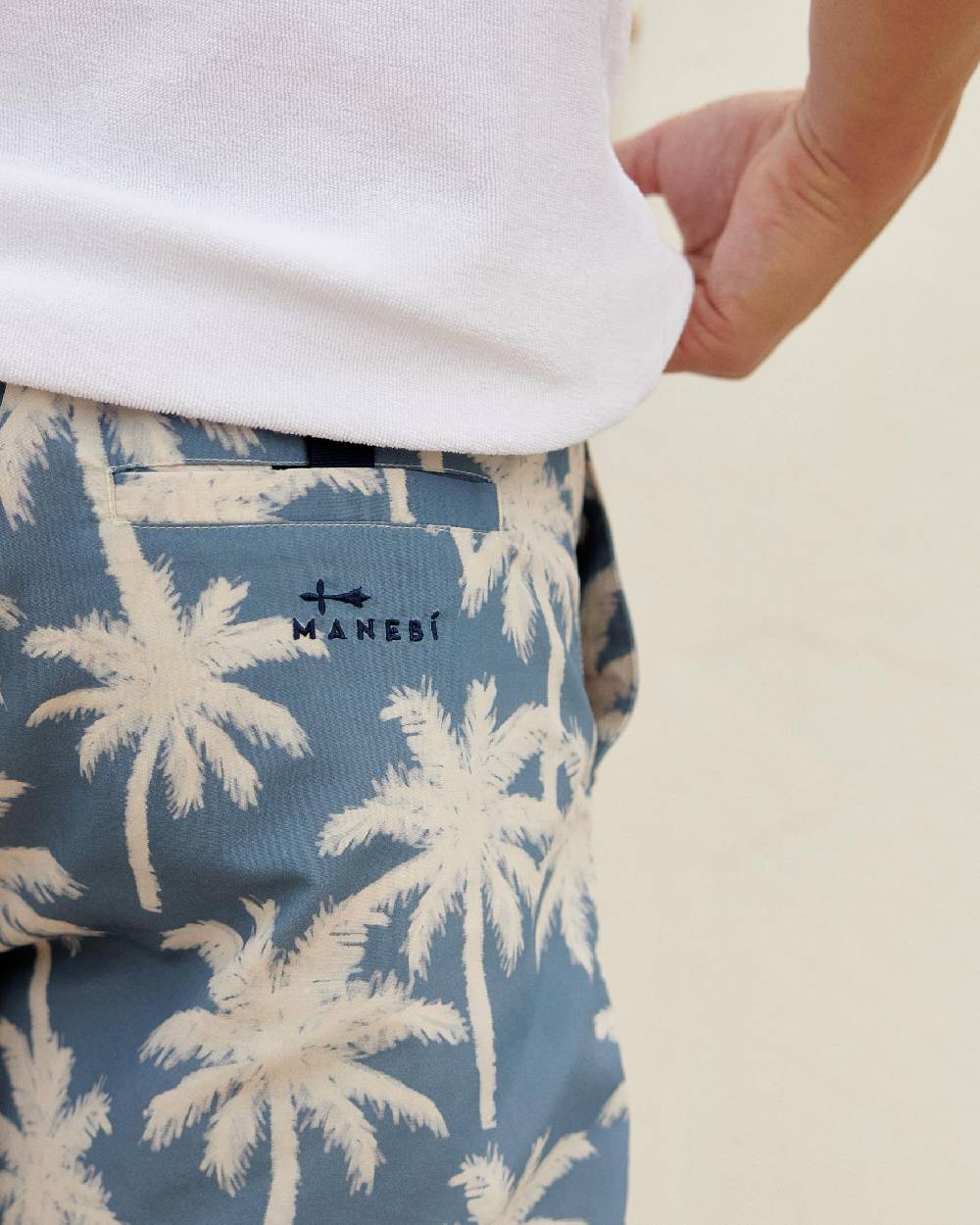 Manebí Printed Swim Shorts Hand Drawn - Gabardine Cotton Indigo