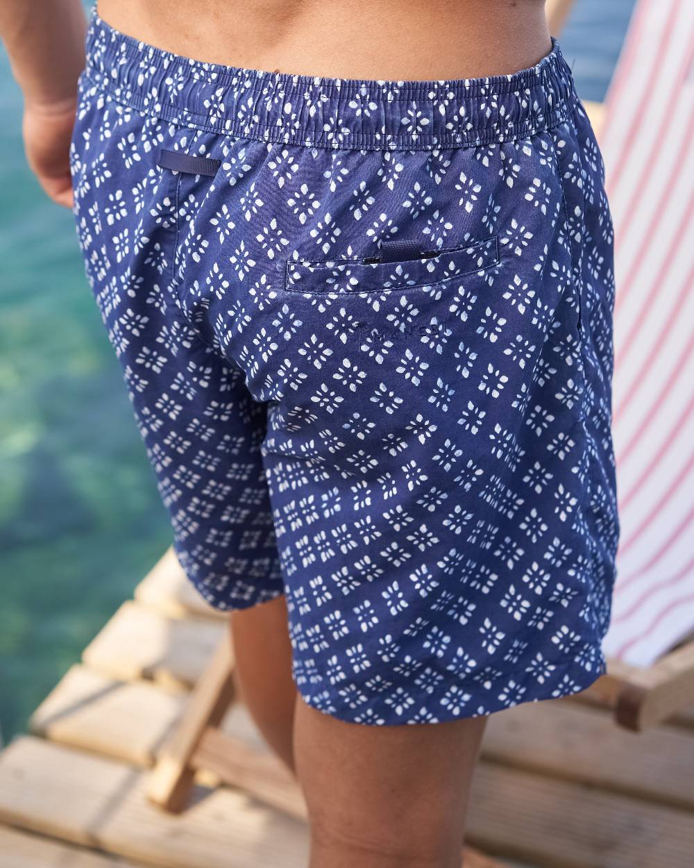 Manebí Printed Swim Shorts - Indigo Print Navy Majolica