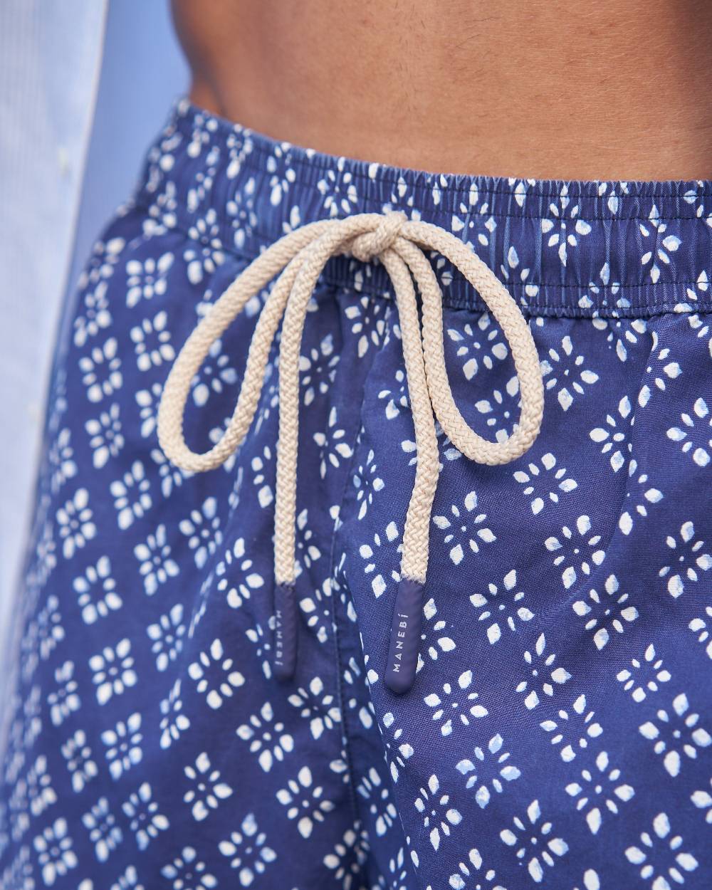 Manebí Printed Swim Shorts - Indigo Print Navy Majolica