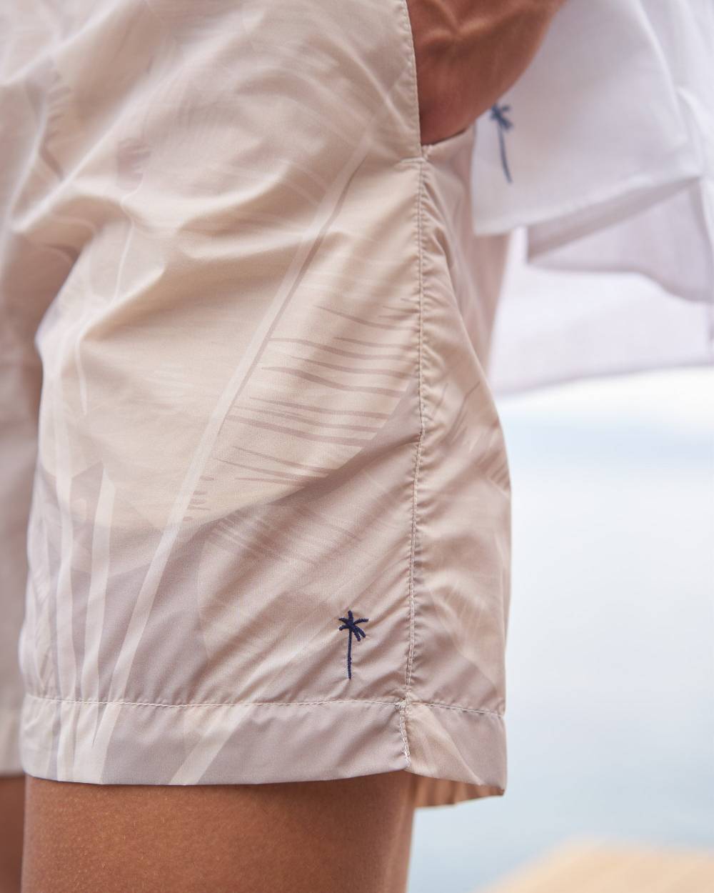 Manebí Printed Swim Shorts - Printed Recycled Ultra Light Beige Banana Leaves