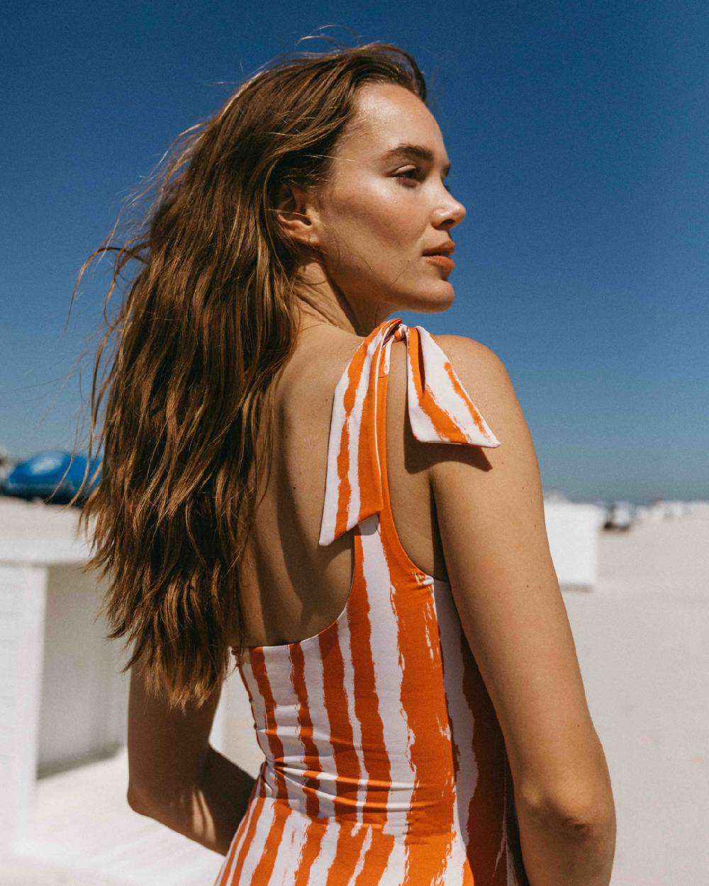 Manebí Printed Tie-Up|One-Shoulder One Piece - Soft Touch Eggnog \u0026 Orange Rust Zebra