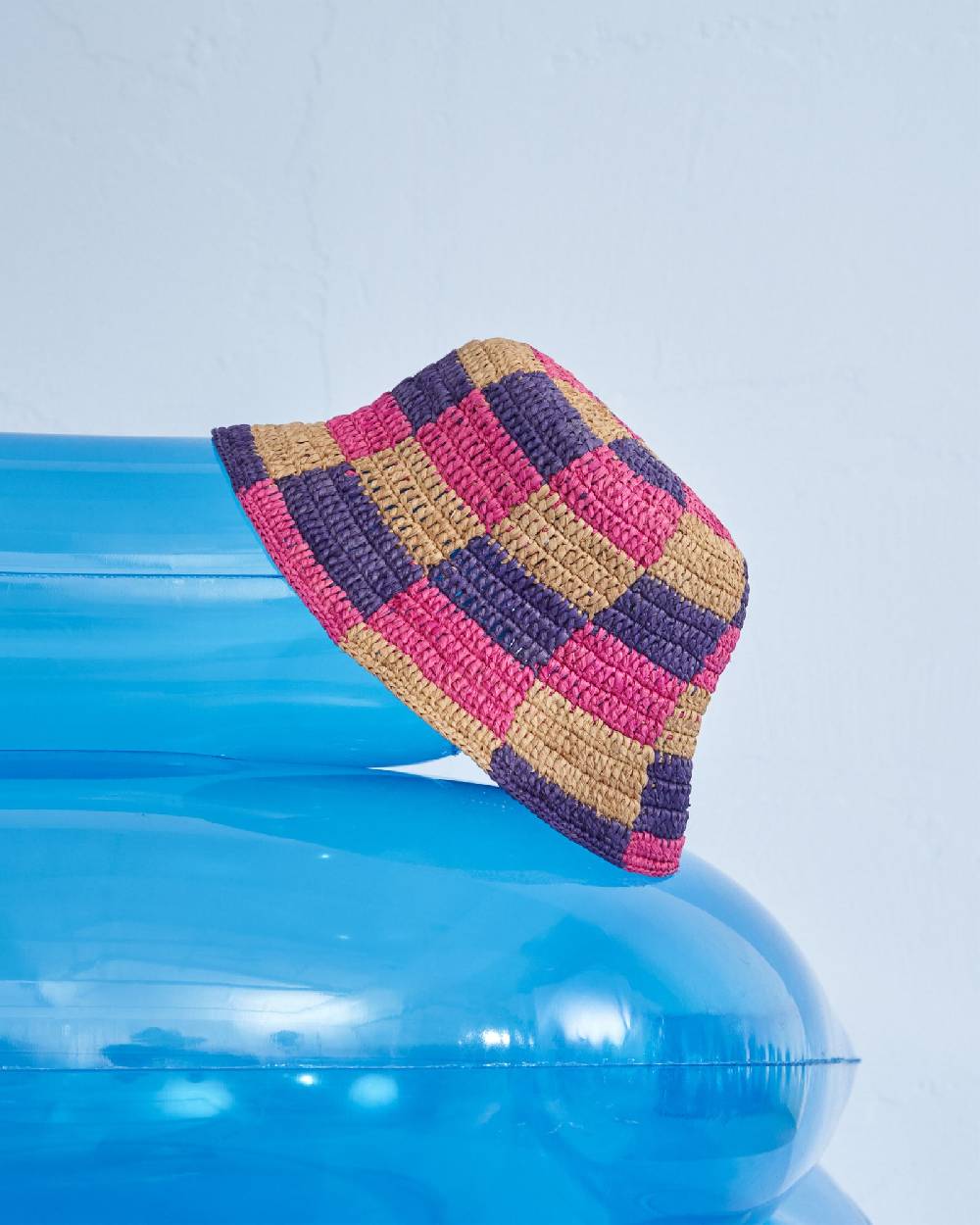 Manebí Raffia Bucket Hat - Embellished Bold Pink And Summer Purple Mix