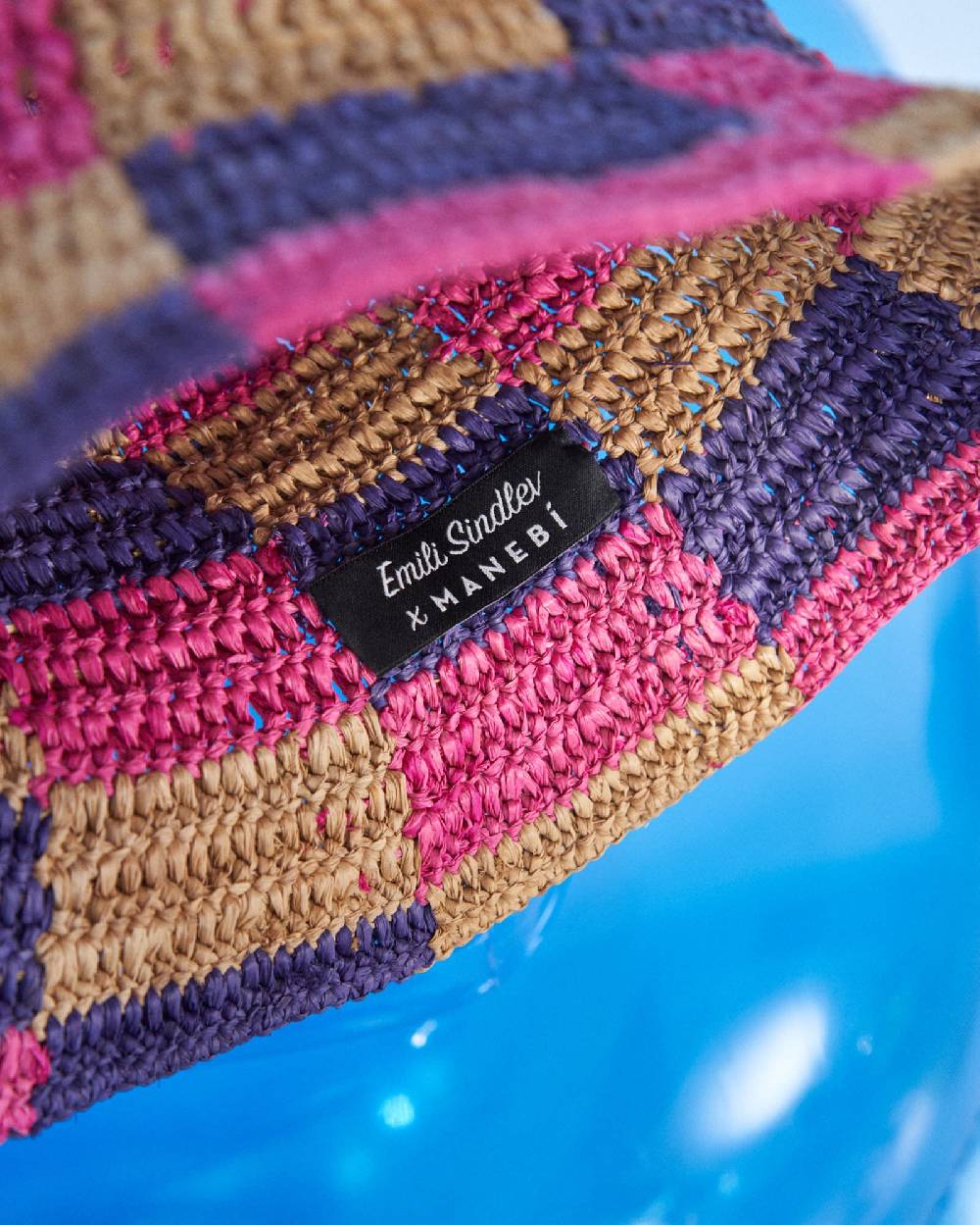 Manebí Raffia Bucket Hat - Embellished Bold Pink And Summer Purple Mix