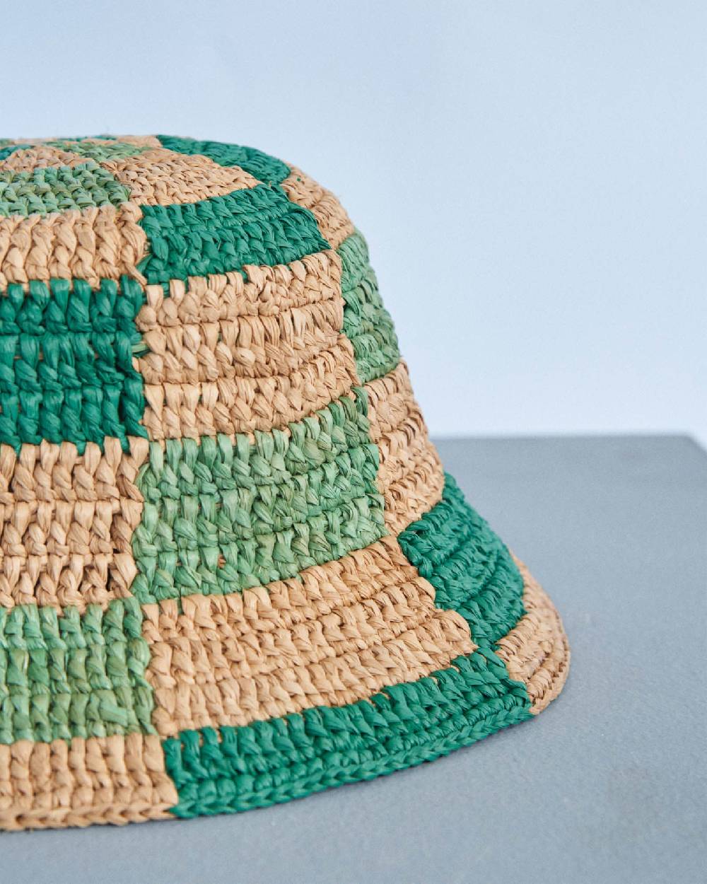 Manebí Raffia Bucket Hat - Embellished Vitamin And Pastel Green Mix